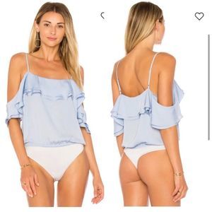 L’Academie LA X Revolve ruffled off-the shoulder bodysuit